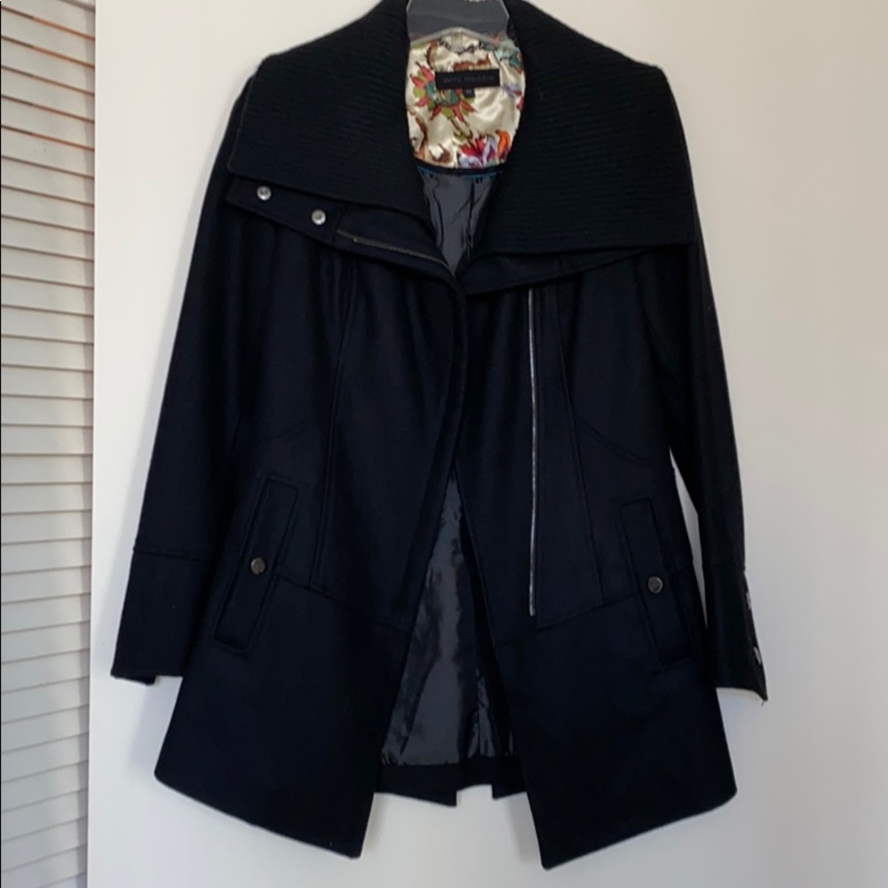 Steve Madden wool coat with knit cowl neck  collar